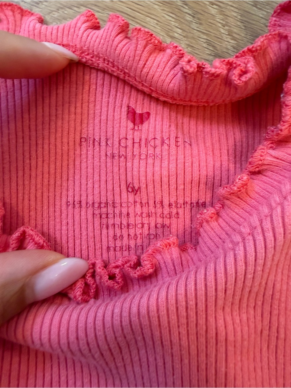 Pink Chicken Bright Pink Ruffle-Trim Ribbed Tank 6yr - Picture 2 of 3